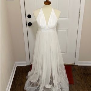 White spaghetti strap dress